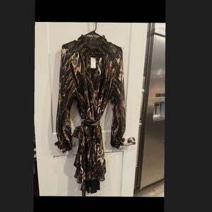 Banana Republic Black and Brown Patterned Dress